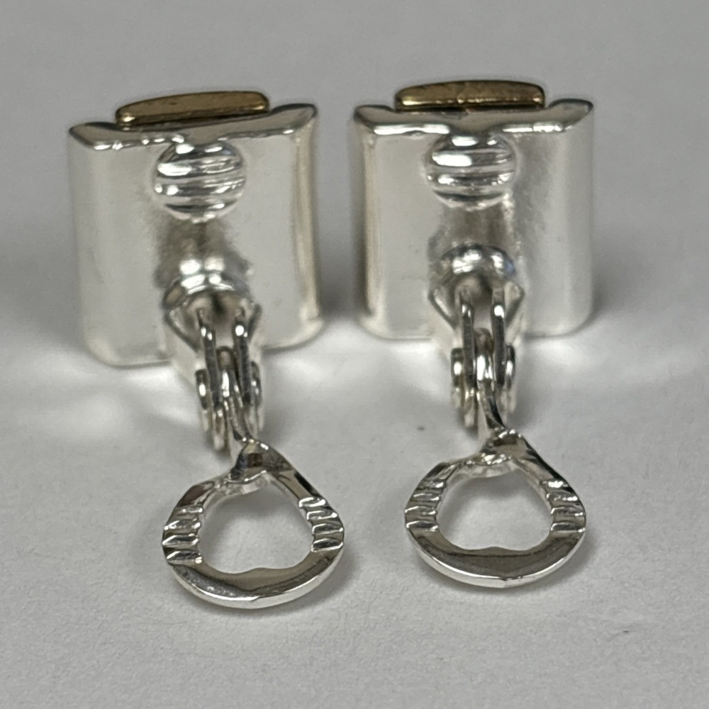 Vintage Monet Gold/Silver Tone Clip On Earrings, Cubic Zirconia, Signed, - Picture 4 of 6